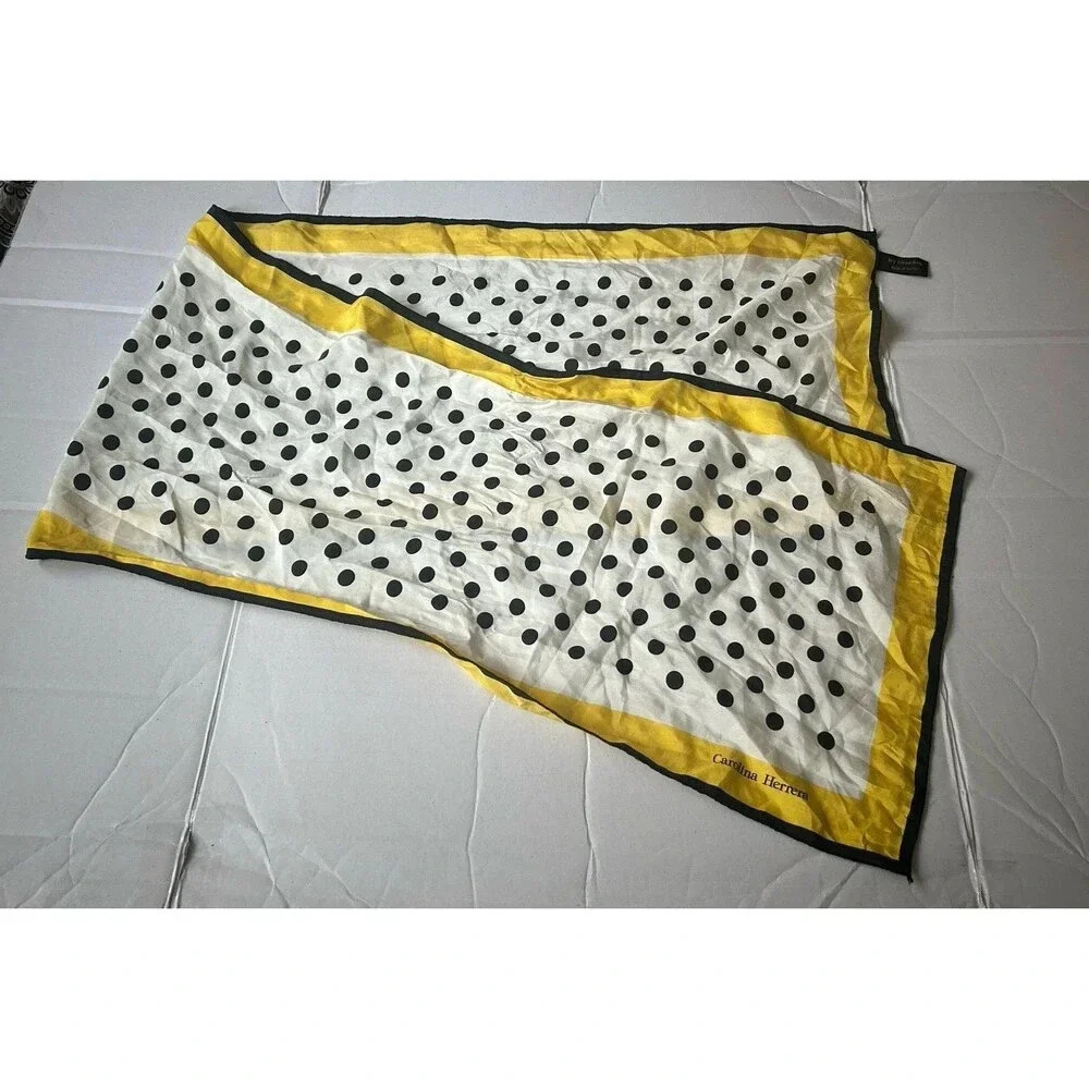 Carolina Herrera long rectangular Polka Dots 100%silk scarf